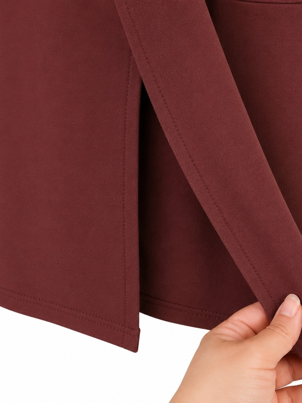 Joan Vass Long Sleeve Tunic in Burgundy - Picture 5 of 6
